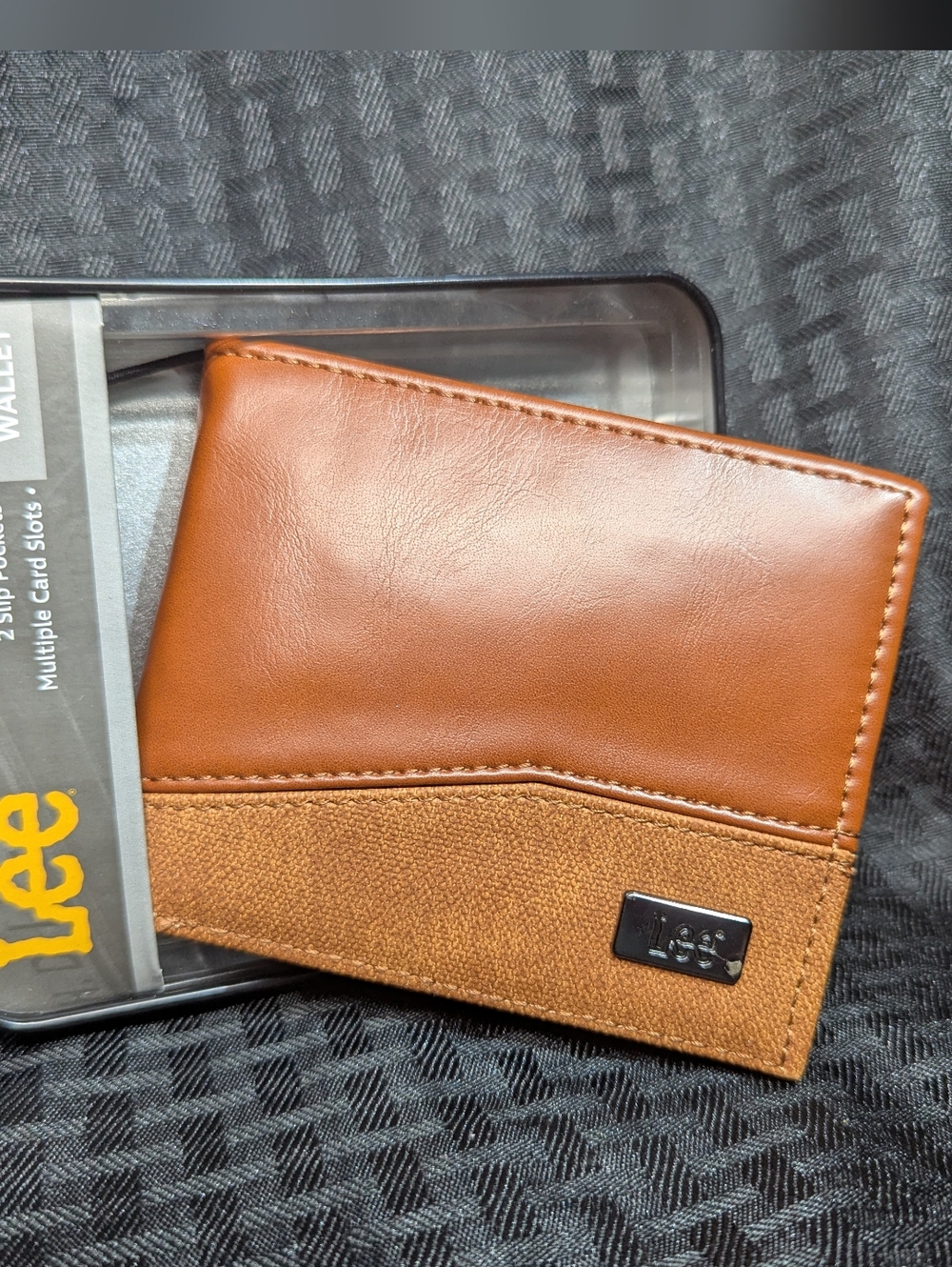 Cognac Two-Tone Lee Leather Bi-fold Wallet.